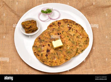 Famous Gujarati Food Thepla With Mango Pickle In Plate Stock Photo Alamy