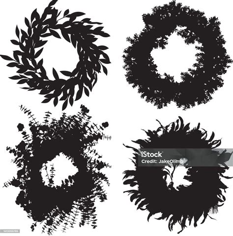 Wreath Silhouettes 5 Stock Illustration Download Image Now