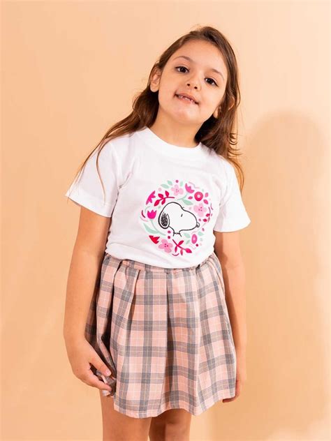 Tshirteria Tshirt Infantil Unissex Flores Snoopy