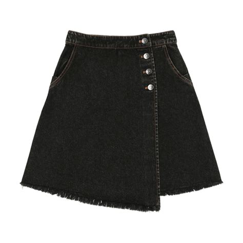 Coco Blanc Black Denim Button Skirt Panda And Cub