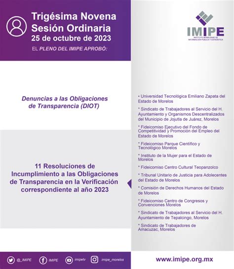 Sesión de Pleno No 39 del 25 de octubre de 2023 IMIPE