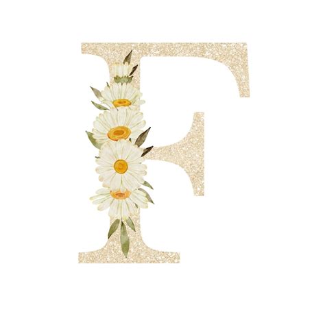 Premium Psd Watercolor Daisy Flower Alphabet F