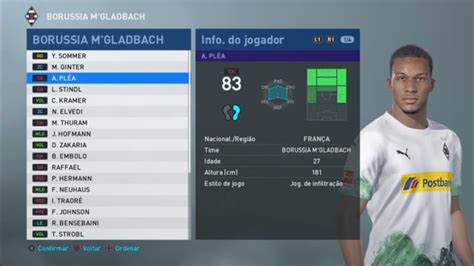 Borussia mönchengladbach Habilidade e time atualizado pes 2019