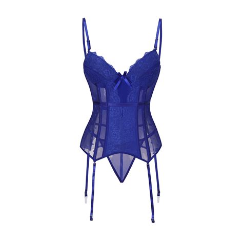 Generic Sexy Lace Up Floral Garter Underwire Teddy Bodysuit Lingerie Belt Women Top One Piece