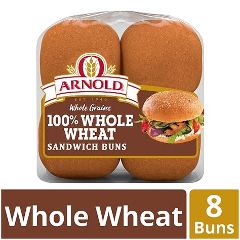 Arnold 100 Whole Whole Wheat Buns 8 Count 1 Lb