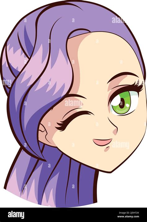 Anime Face Winking Girl Stock Vector Image And Art Alamy