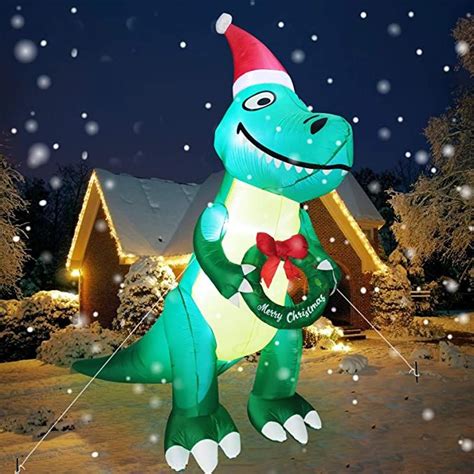 TURNMEON 10 Ft Long Christmas Inflatables Dinosaur Outdoor Decoration