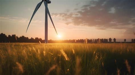 Premium Photo | A wind turbine in a field at sunset