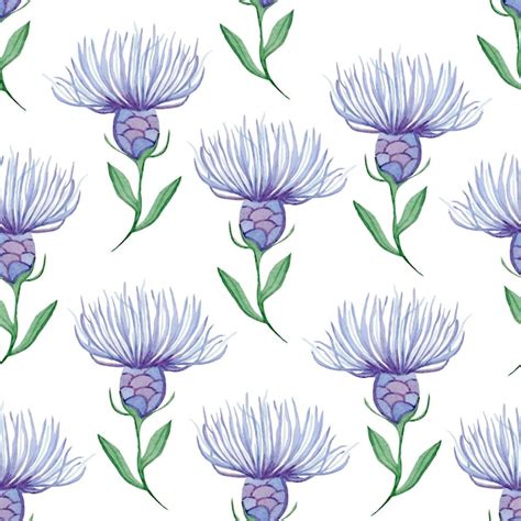 Premium Photo Blooming Field Cornflowers Watercolor Seamless Pattern