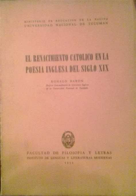 El Renacimiento Catolico En La Poesia Inglesa Del Siglo Xix By Ronald