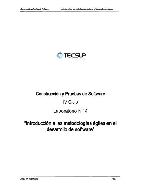 Lab04 Introducción A Las Metodologías Agiles En El Desarrollo De Software Pdf Software