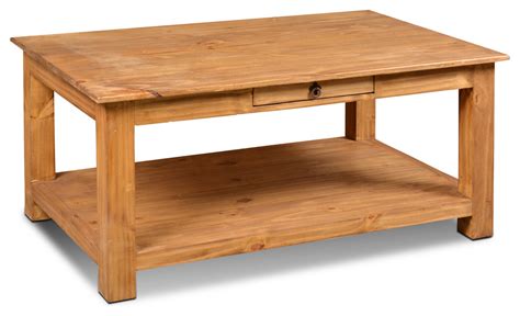 Rustic Solid Pine Wood 1 Drawer Coffee Table With Natural Finish Rustic Coffee Tables By