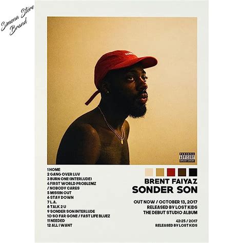 Buy Brent Faiyaz Poster Album Cover Poster Sonder Son Tracklist