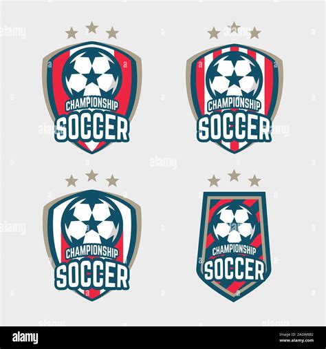 Championship Soccer Logo Or Football Club Sign Badge Set Vector Stock