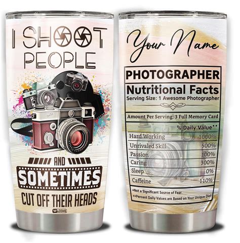 Amazon WAZONE Personalized Photographer Nutritional Facts Tumbler