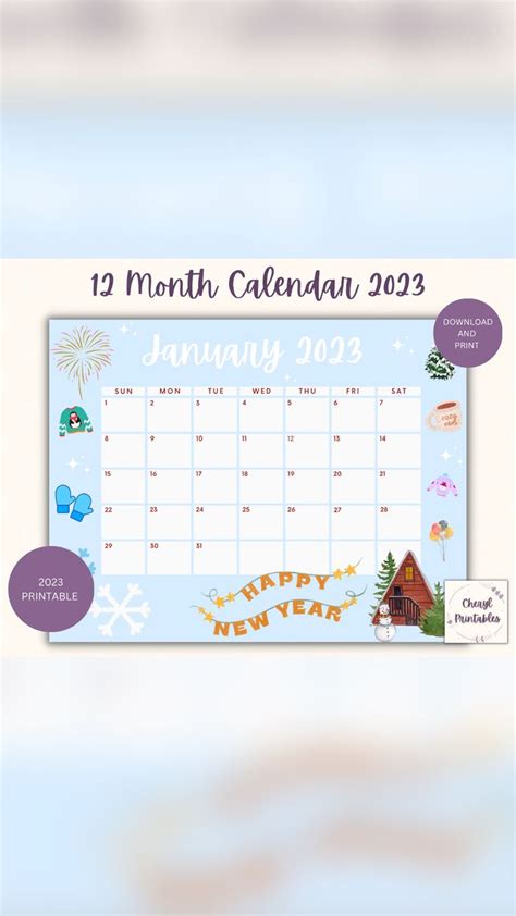 2023 calendar printable- 12 Month Calendar - printable calendar 2023 ...