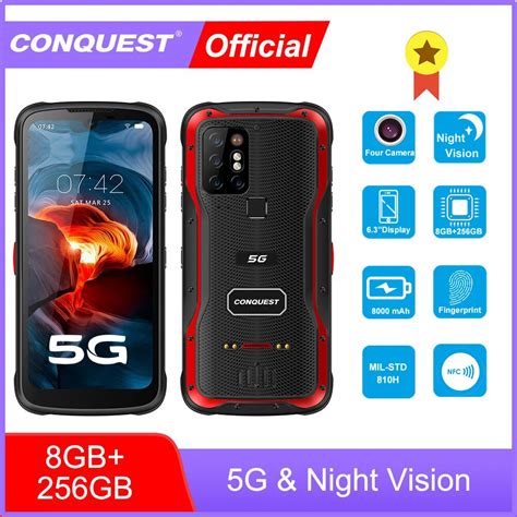 Conquista s20 5g visão noturna smartphone ip68 48mp quatro câmera à