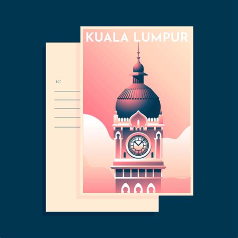 Sultan Abdul Samad Building Kuala Lumpur Vintage Postcarad Template ...