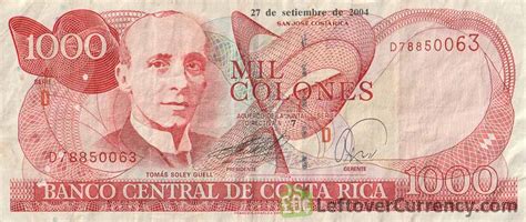 Leftover Currency Easily Exchange Costa Rican Colones Banknote