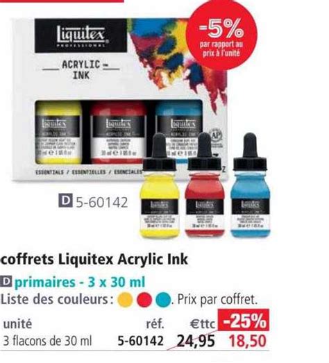 Promo Coffrets Liquitex Acrylic Ink chez Le Géant des Beaux Arts