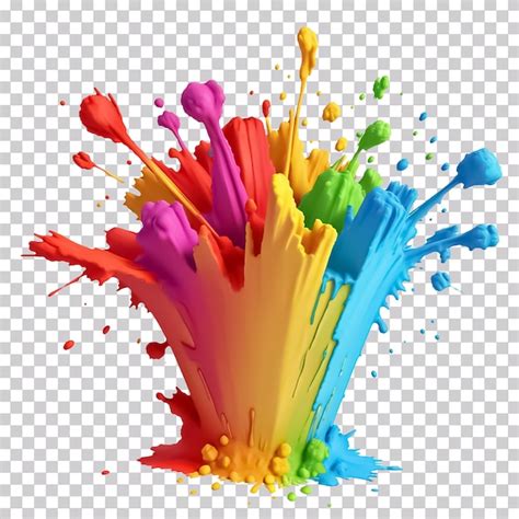 Premium Psd D Colorful Paint Splashes Isolated On Transparent Background