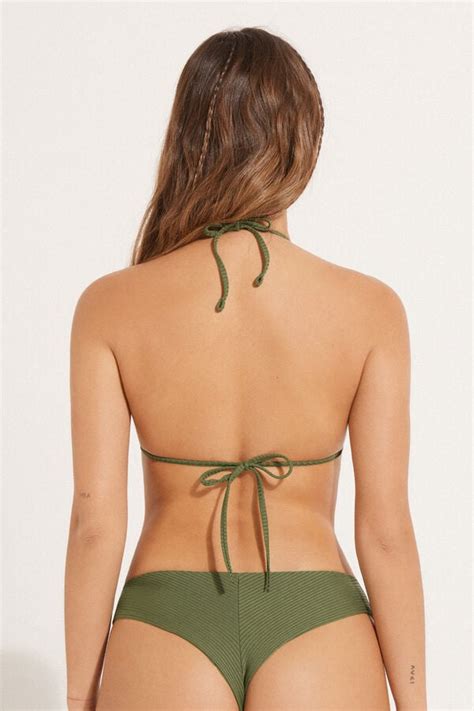 Top de bikini triangular de microfibra acanalada reciclada con copas extraíbles Triángulo