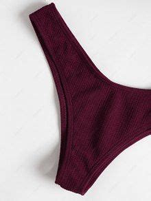 Low Rise Textured Twist Bikini Set In RED WINE ZAFUL 2024