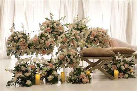 Stage Decoration with Lovely Flowers Stock Photo - Image of decor ...