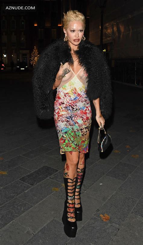 Rita Ora Sexy Spotted Flashing Her Hot Tits In A Beautiful Sheer Dress At Fashion Awards
