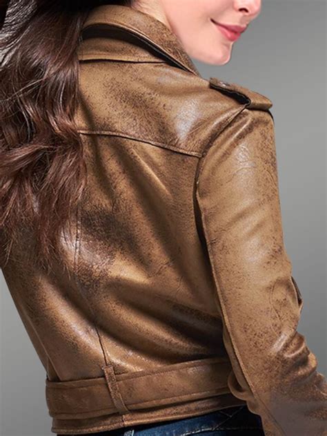 Short Leather Biker Jacket For Women