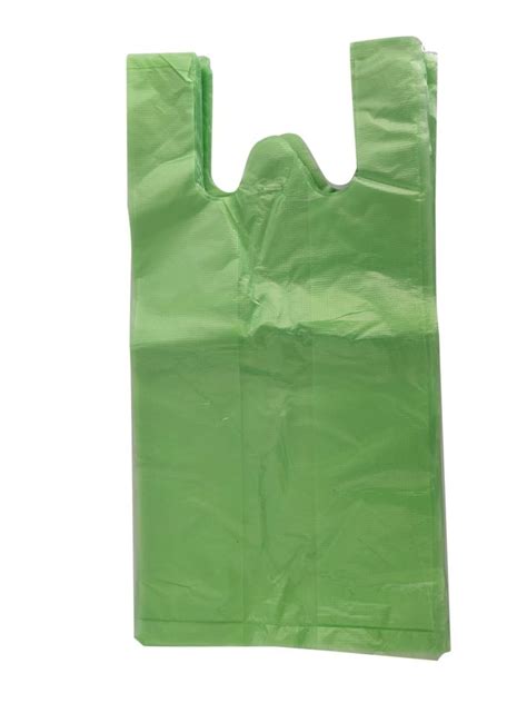 Plain Green Plastic W Cut Carry Bag For Grocery Holding Capacity 2