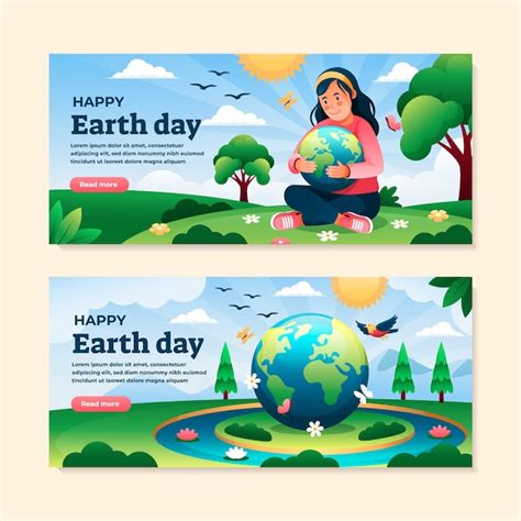 Premium Vector Earth Day Hand Drawn Banner Set