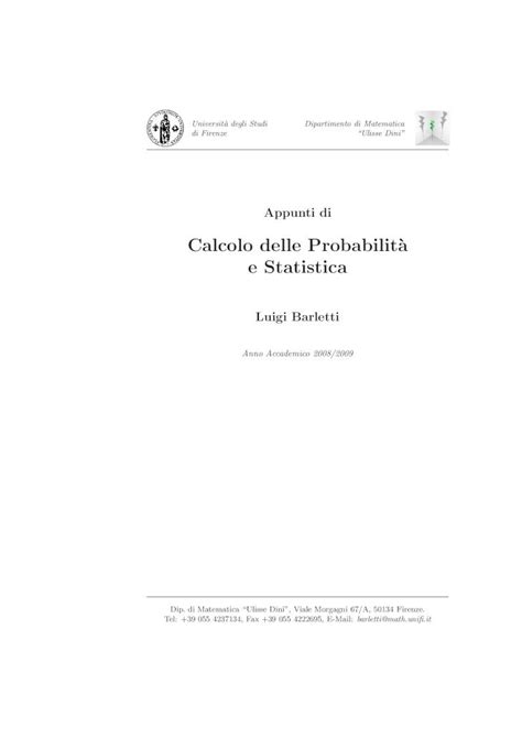 PDF Calcolo Delle Probabilit A E Statisticaweb Math Unifi It Users