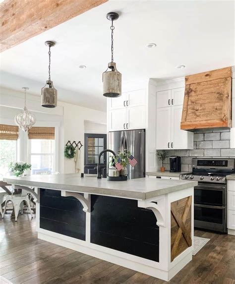 White Kitchen Island With Black Shiplap Panel Soul Lane