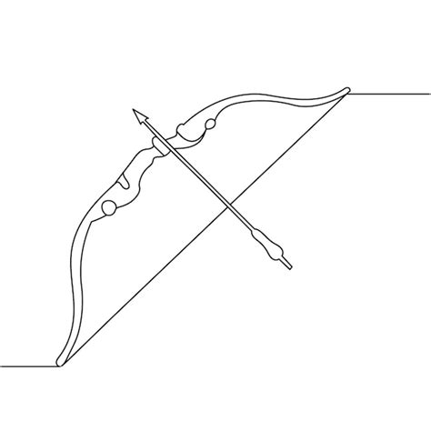 Flèche Et Arc Dessin Par Une Ligne Continue Vecteur Vecteur Premium