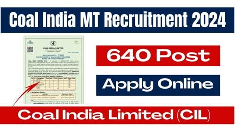 Coal India MT Recruitment 2024 Notice Out For 640 Post Eligibility