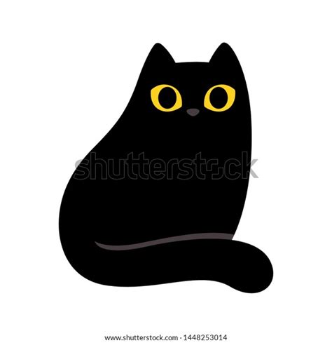 Cartoon Black Cat Yellow Eyes Simple Stock Vector (Royalty Free ...