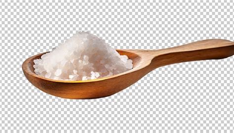 Premium Ai Image Salt In Wooden Spoon Isolated On Transparent