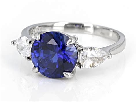 Lab Created Blue Sapphire And White Cubic Zirconia Platinum Over ...