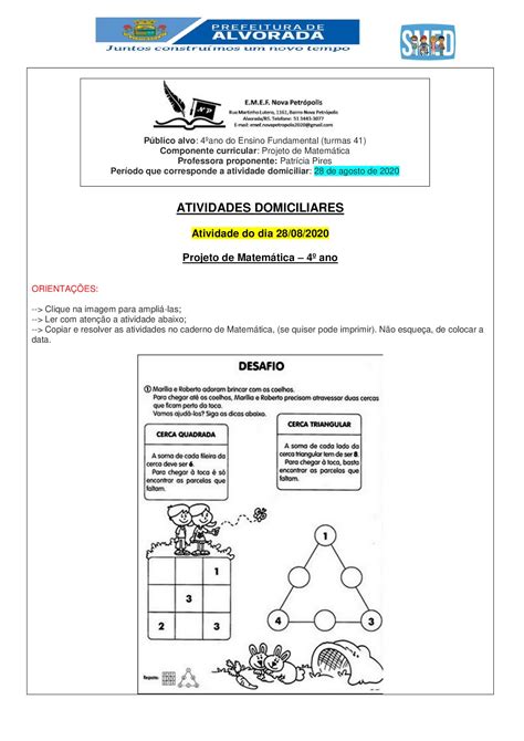 Ead Emef Nova Petr Polis Turma Projeto De Matem Tica Prof