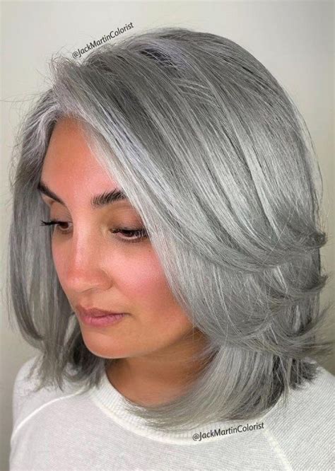 Feathered Shoulder Length Silver Cut Pixie Bob Haircut Bob Haircut For