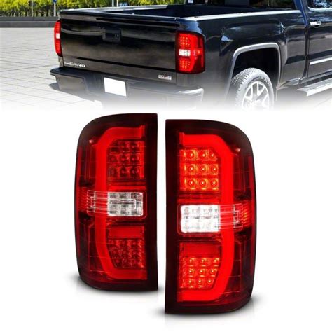 Sierra Sequential Led C Bar Tail Lights Chrome Housing Red Clear