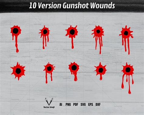 Gun Bullet Holes Svg Gunshot Wounds Svg Gunshot Effects Svg Etsy