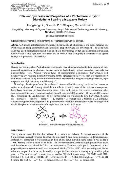 Efficient Synthesis And Properties Of A Photochromic Hybrid