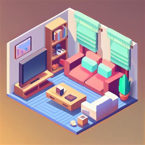 Premium Photo D Illustration Isometric Interior Cute Design Living