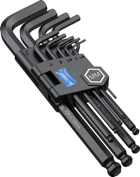 Vorxeon 9pcs Allen Key Set Metric Long Ball End Hex Key Set L Key With