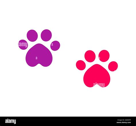 Two cute cat paw prints icons. Vector illustration Stock Vector Image ...