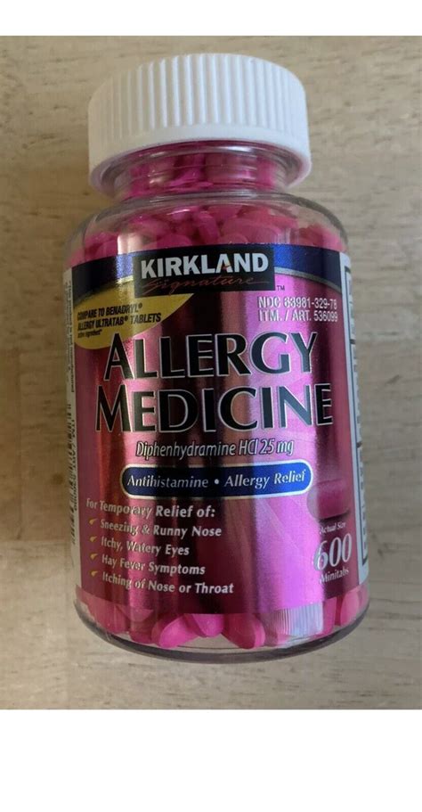 Buy Kirkland Signature Allergy Relief Medicine 600 Tablets 25 Mg