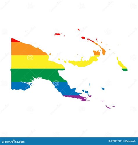 Papua New Guinea Rainbow Vector Map Stock Vector Illustration Of