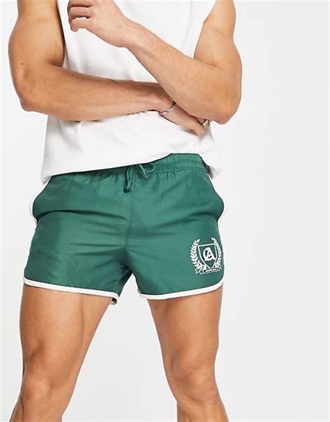 Asos Design Runner Swim Shorts In Super Short Length With Placement